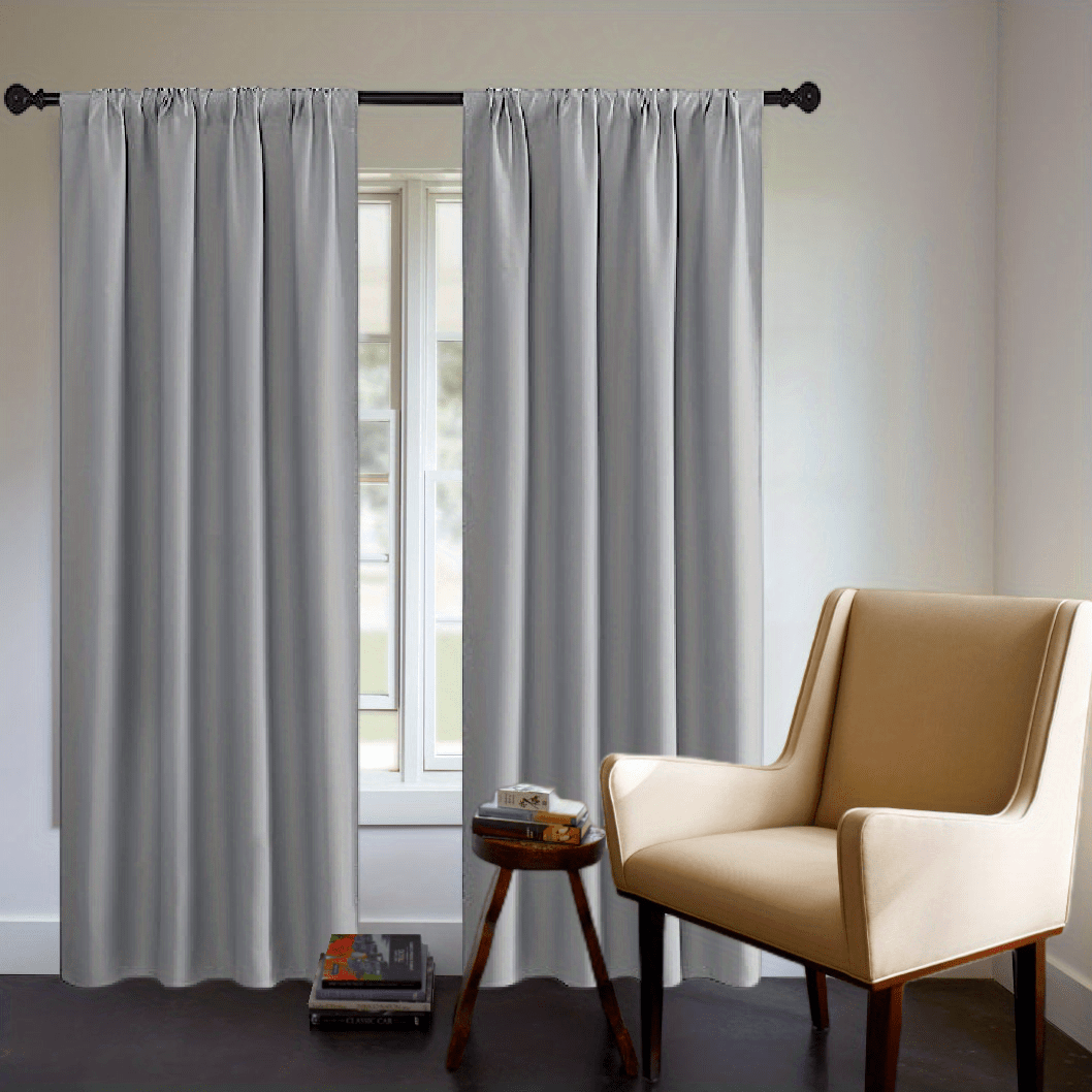 Blackout Curtain Panel Thick Rod Pocket Light Blocking Insulation Bedroom 200g