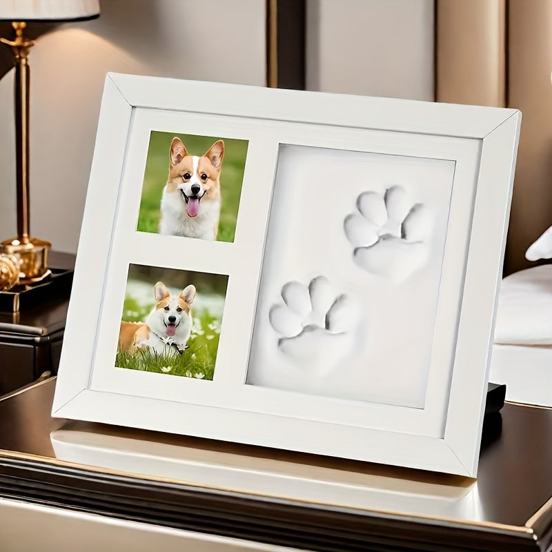 Pet DIY Hand and Footprint Photo Frame Wooden Dog Paw Print Keepsake