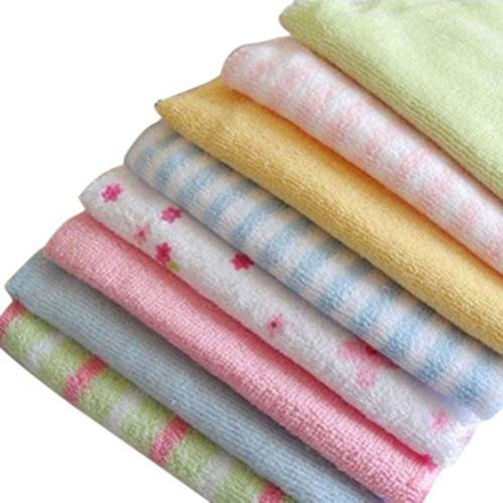 8-Pack Baby Soft Polycotton Knit Bath Towels Lightweight Infant Washcloths Mixed Color