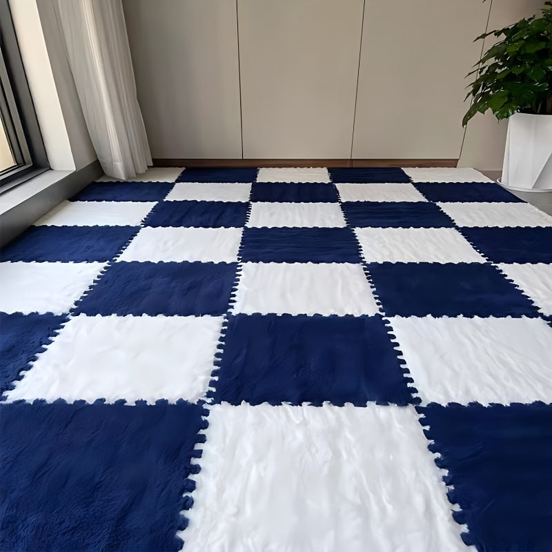 Modern Plush Patchwork Area Rug for Bedroom Living Room Indoor Washable 40 Pieces