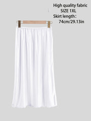 Plus Size Lace Petticoat Skirt Casual Mid-Length Polyester Elastane Solid Color