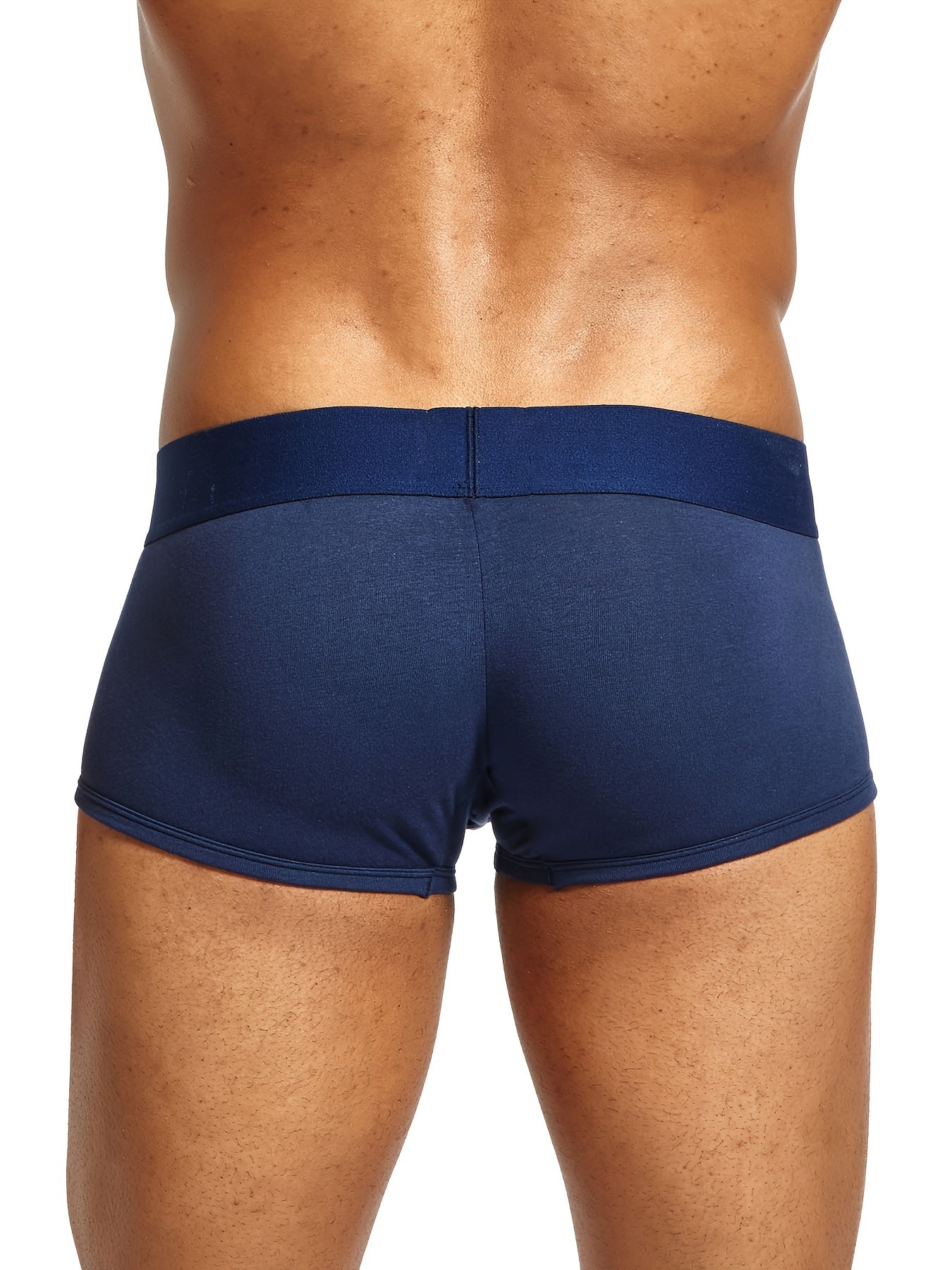 Men's Cotton Boxer Briefs Solid Color Breathable Medium Stretch Knit Underwear
