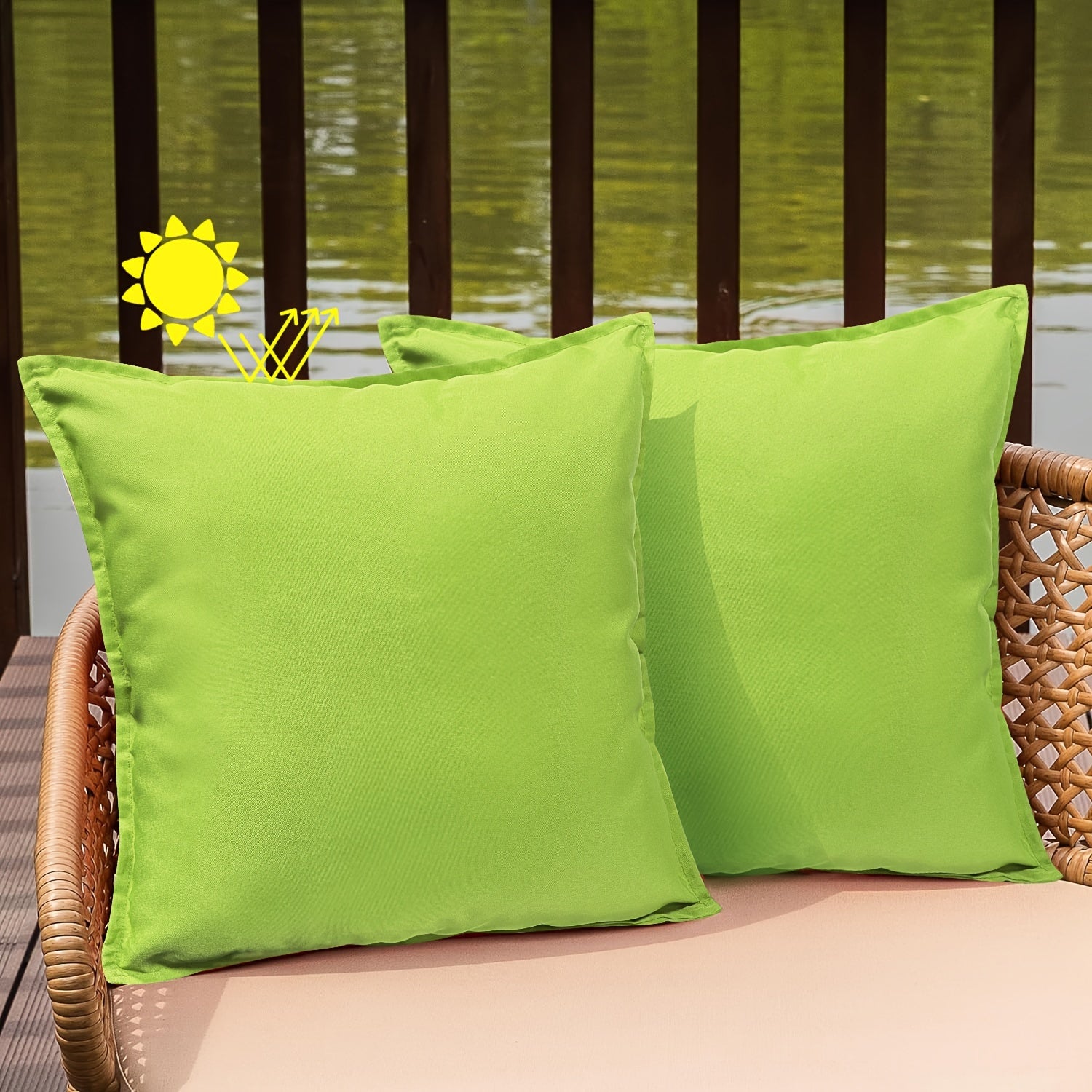 Green Outdoor Cushion Covers 2 Pack Zipper Polyester for Patio Garden Furniture
