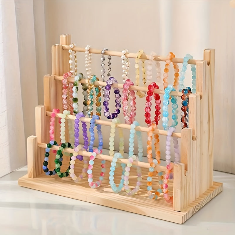 Wooden Jewelry Organizer with Multiple Tiers for Necklaces Bracelets and Earrings