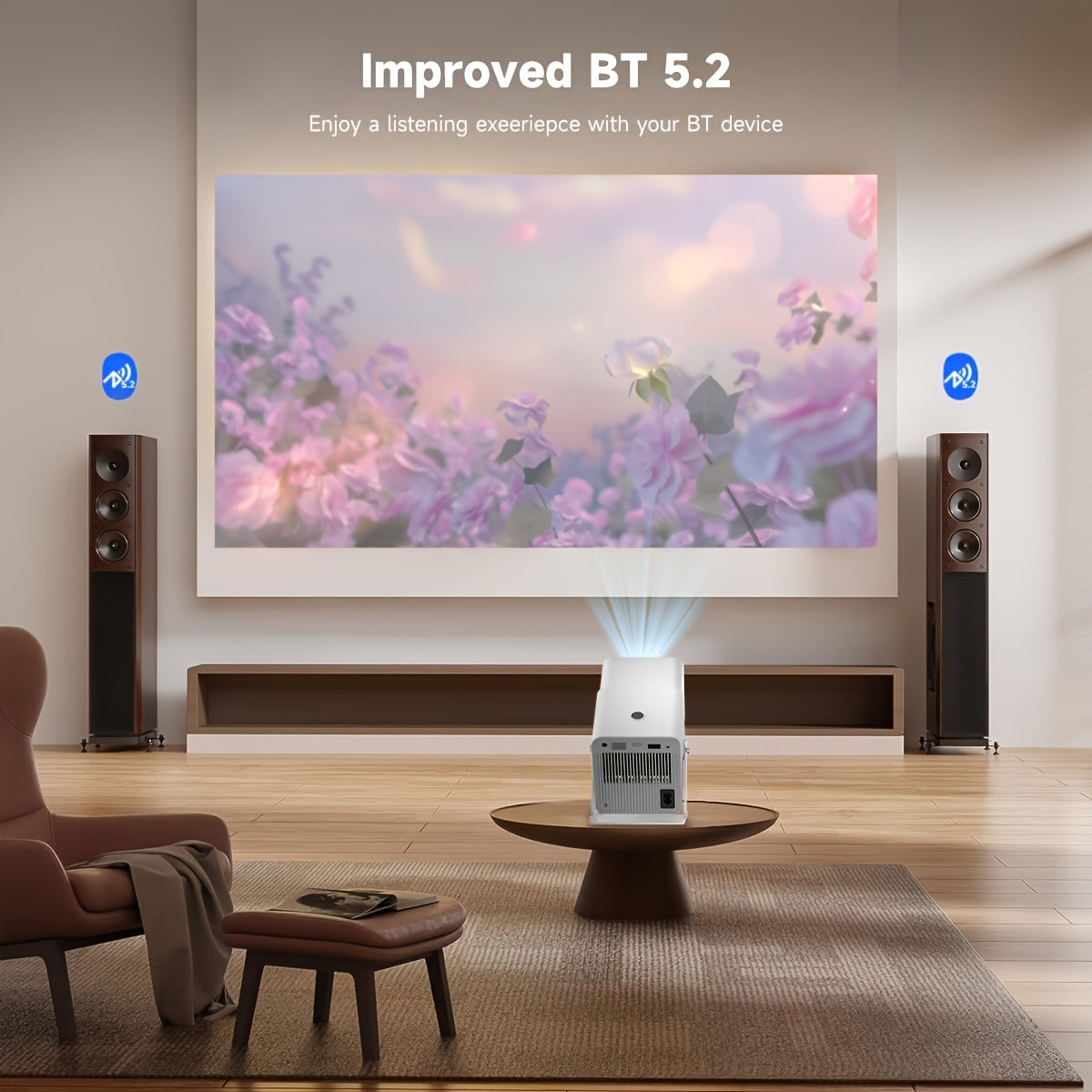 WiFi LED 4K Projector with Android OS, 260 Lumens, Office & Home Use