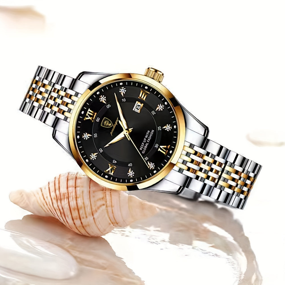 Women's Stainless Steel Wrist Watch with Calendar and Luminous Function
