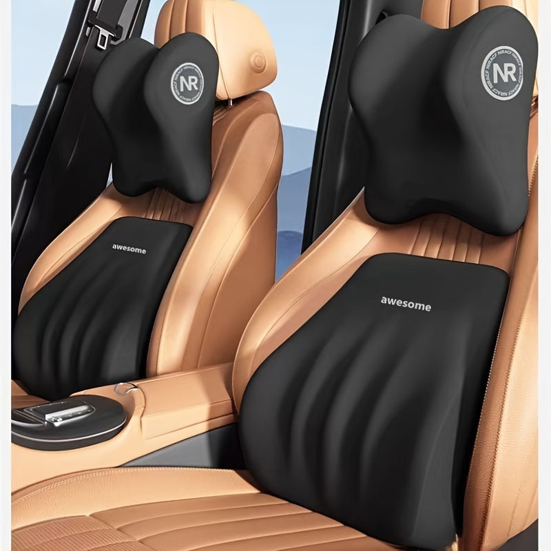 Memory Foam Car Headrest and Lumbar Support Set for Universal Fit in Car Seats