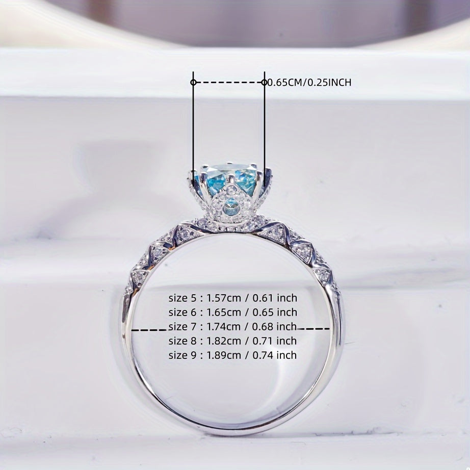 Sterling Silver Moissanite Promise Ring with Round Cut Gem for Wedding Anniversary Gift