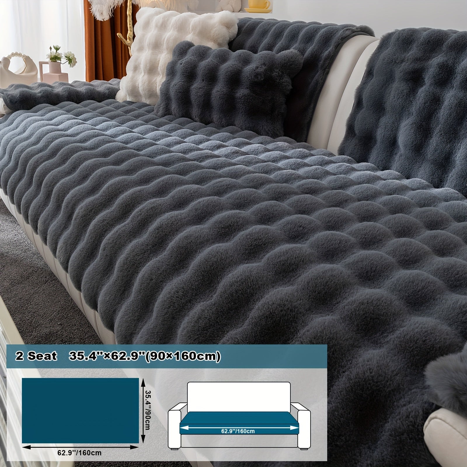 Имитация кролика плюшевая подушка-диван для домашних животных, дружелюбная к собакам с нескользящим чехлом для защиты мебели и декора в спальне, офисе или гостиной.