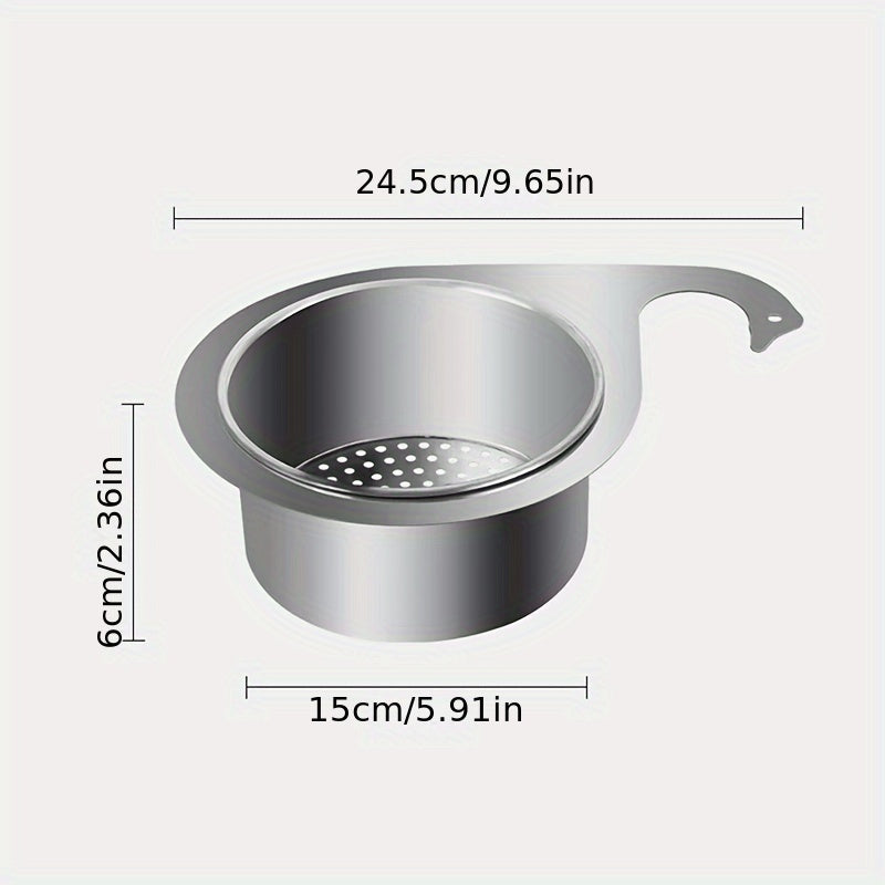 Cesta coladora de acero inoxidable para fregadero de cocina con fácil limpieza y ganchos húmedo/seco
