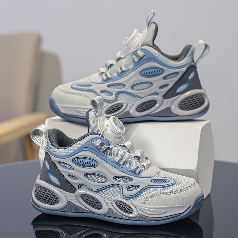 Boys Mesh Casual Sports Shoes with Rotating Buckle for Outdoor Activities