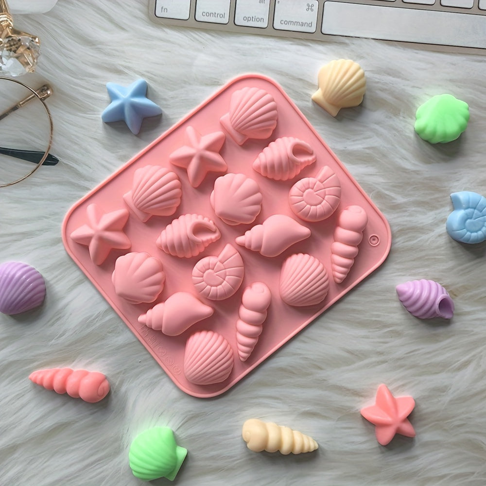 Silicone Mold for Candy Chocolate Ice Conch and Starfish Shapes 12 Cavity Baking Kitchen Crafts