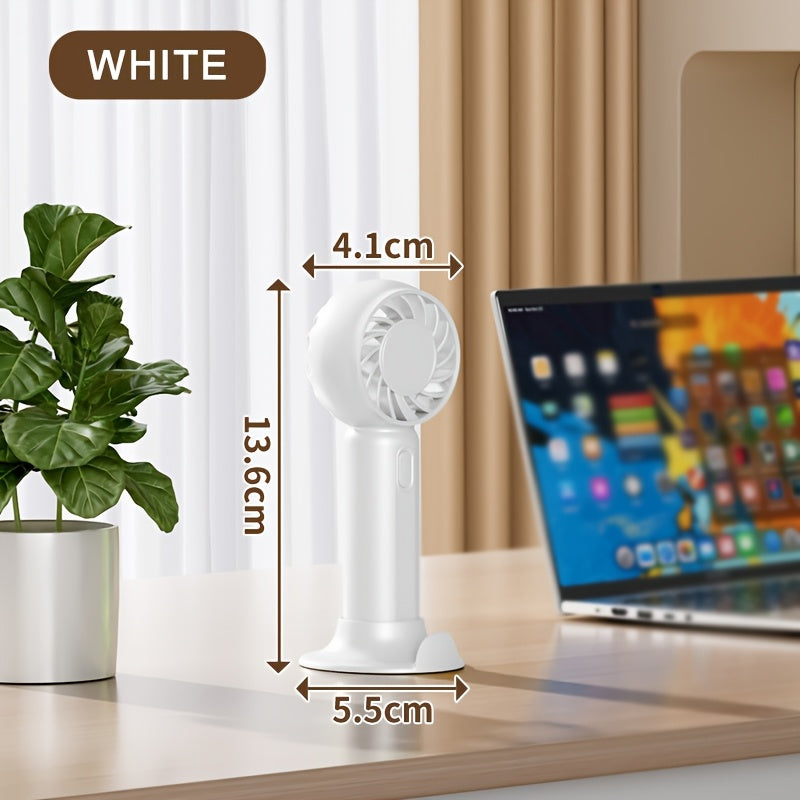 Portable USB Fan with 3 Speeds Lightweight Battery-Powered for Travel Office Outdoor in Pink Green White