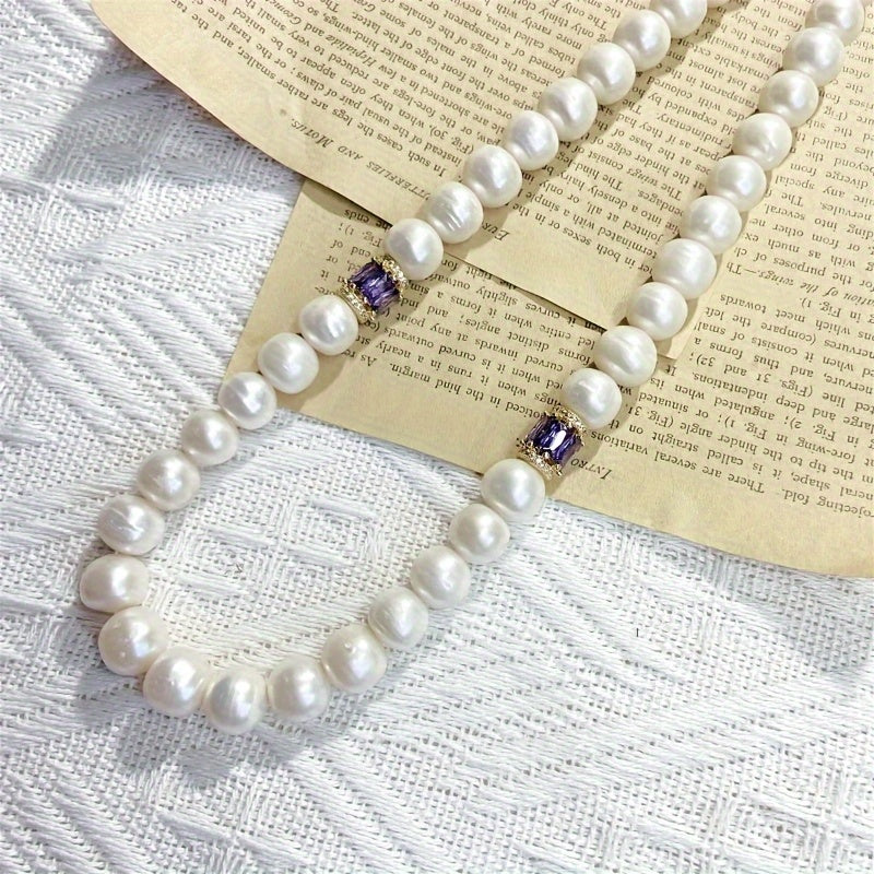 Women's Freshwater Pearl Necklace Natural White Elegant Gift Box
