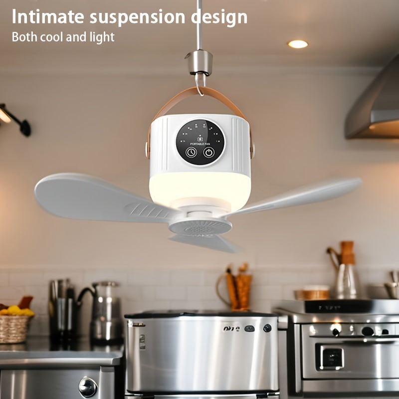 Portable Ceiling and Desk Fan with Wide-Angle Air Supply, USB, Foldable, Outdoor Tripod