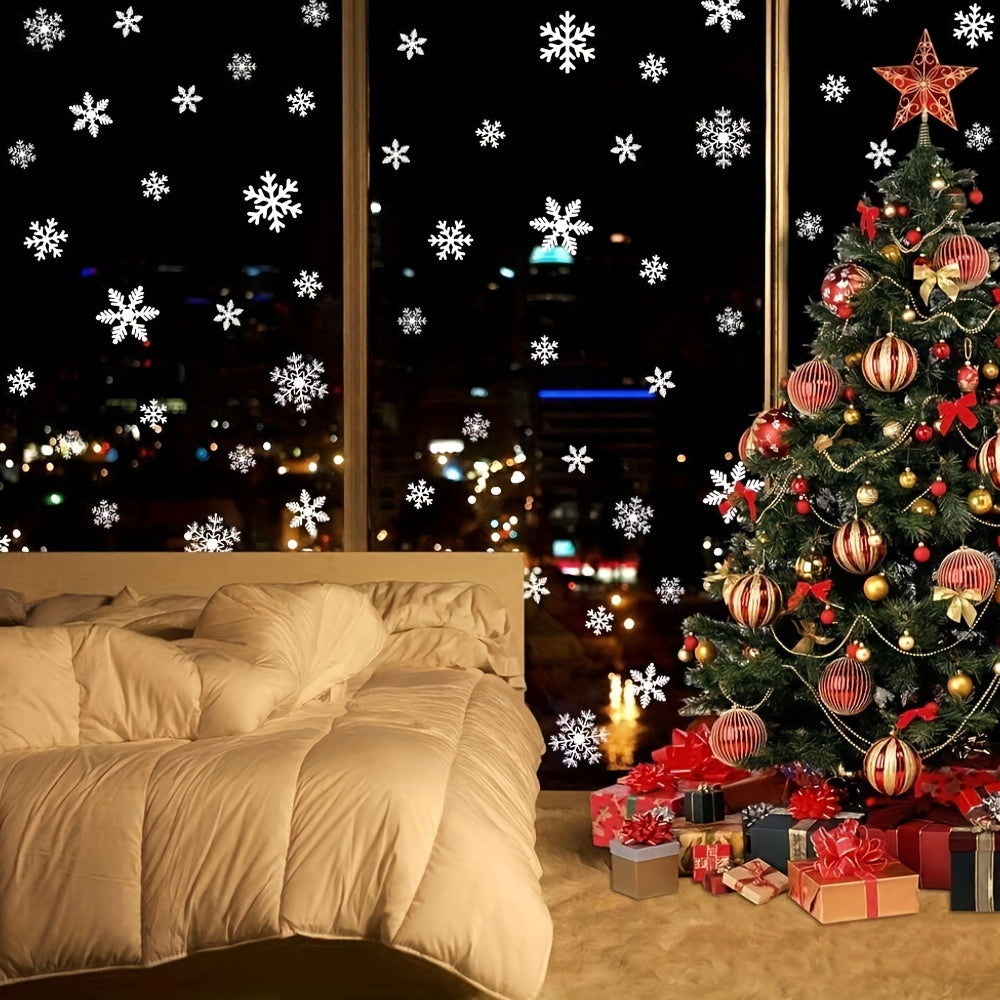 Set of 35 Christmas Window Clings Snowflake Decals Holiday Decor Easy Peel and Stick