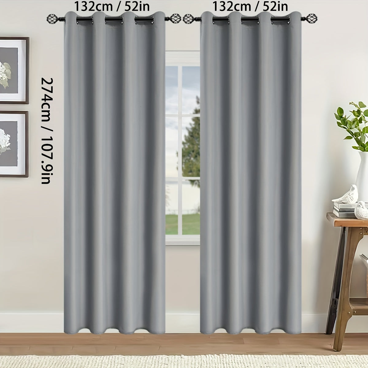 Blackout Curtains for Bedroom and Living Room, UV Protection, Easy Slide