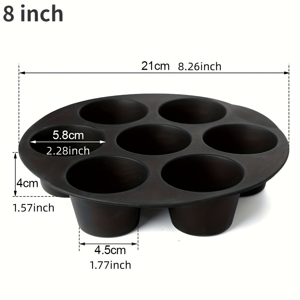 7-Cup Silicone Muffin Mold Nonstick Round Cupcake Pan for Air Fryer Microwave Oven