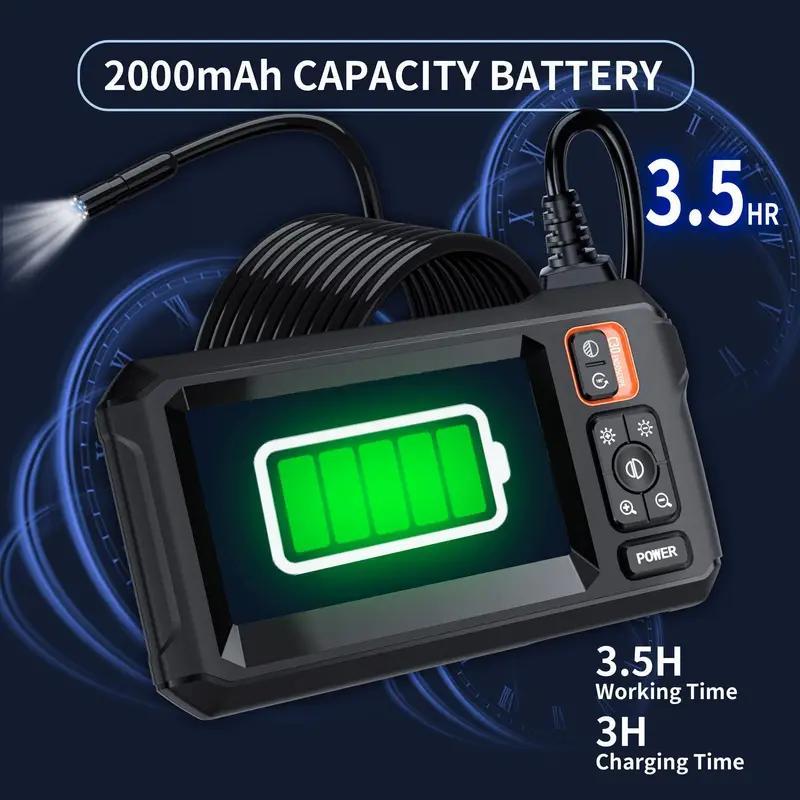 Endoscope with 4.3 Inch IPS LCD Screen 8mm Single Lens Rechargeable Battery for Automotive Plumbing Repairs