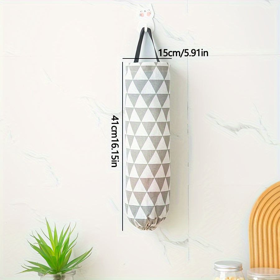 Hanging Storage Bag with Geometric Pattern for Kitchen Wall Mounting