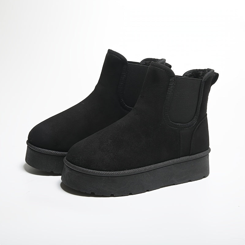 Women's Fleece-Lined Chunky Platform Ankle Boots Casual Winter Shoes