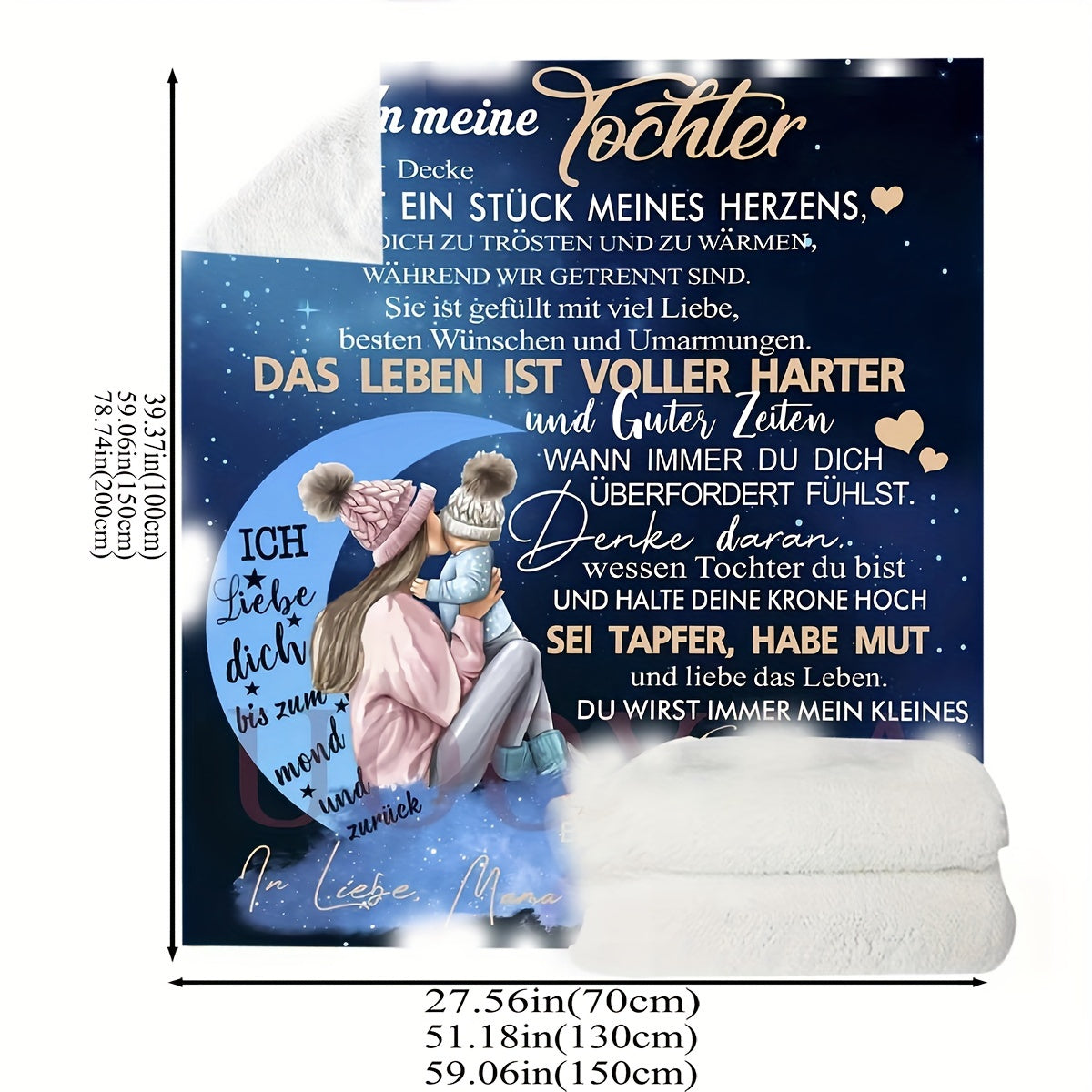 Flannel Blanket for Women with Envelope Design Soft Warm Gift for Daughter