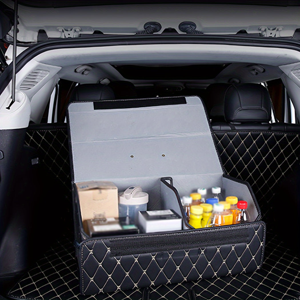 Cajón organizador para maletero de coche, caja de almacenamiento plegable negra con asas