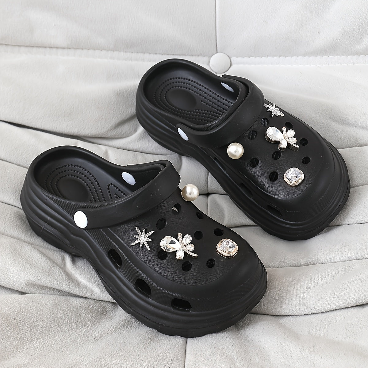 Women's Platform Sandals Non-Slip EVA Cushioned Insole Beige Black White