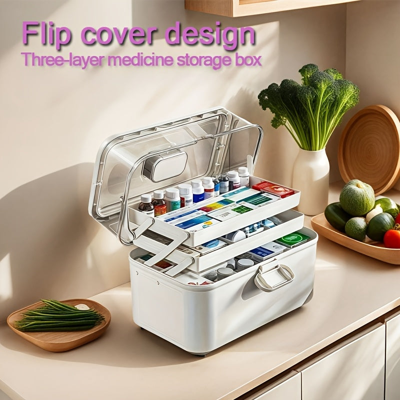 Organizador de medicamentos de plástico ABS de 3 niveles para viajes en autocaravana y preparación para emergencias