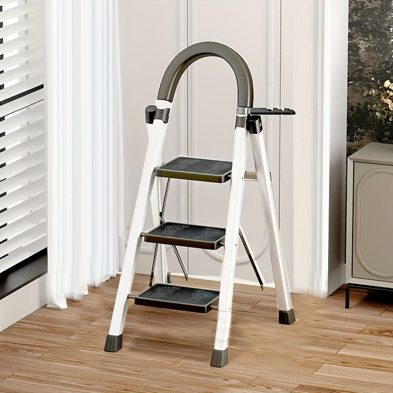 Foldable Metal Plastic 3-Step Ladder for Home Use