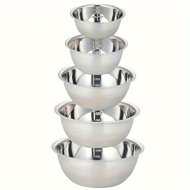 Set of 3 Stainless Steel Mixing Bowls with Scales for Cooking Baking and Meal Prep