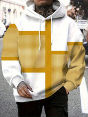 Erkaklar uchun raqamli bosma kapüşonli sviter, polyester matodan, uzun yenglar, ozgina cho'zilish, naqshli dizayn va katta o'lchamlarda mavjud.