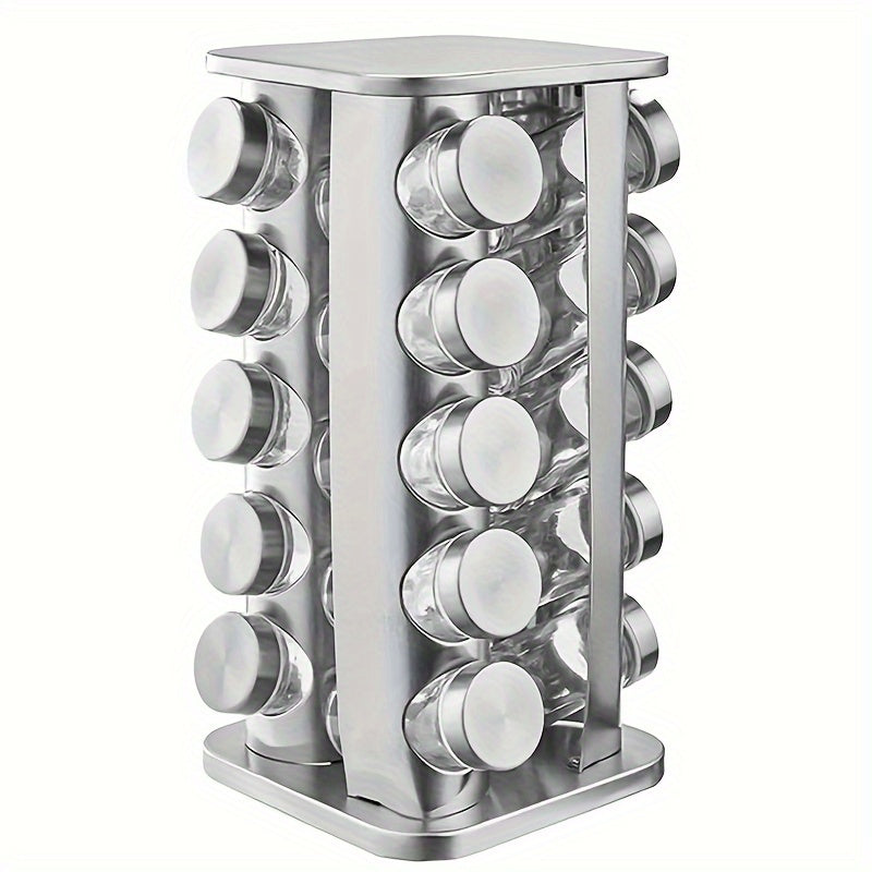 Stainless Steel Spice Rack Organizer with 20 Jars Countertop Swivel Shelf