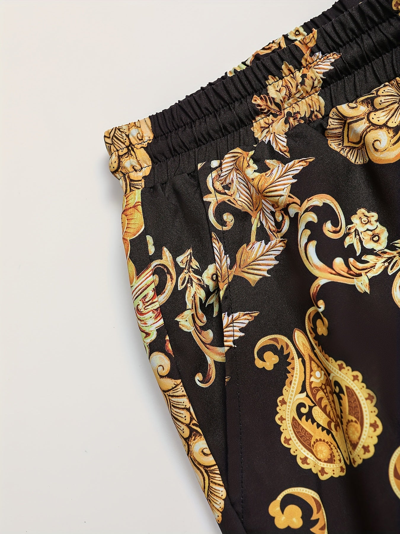 Men's Casual Printed Pajama Set with Long Sleeve Shirt and Elastic Waist Trousers