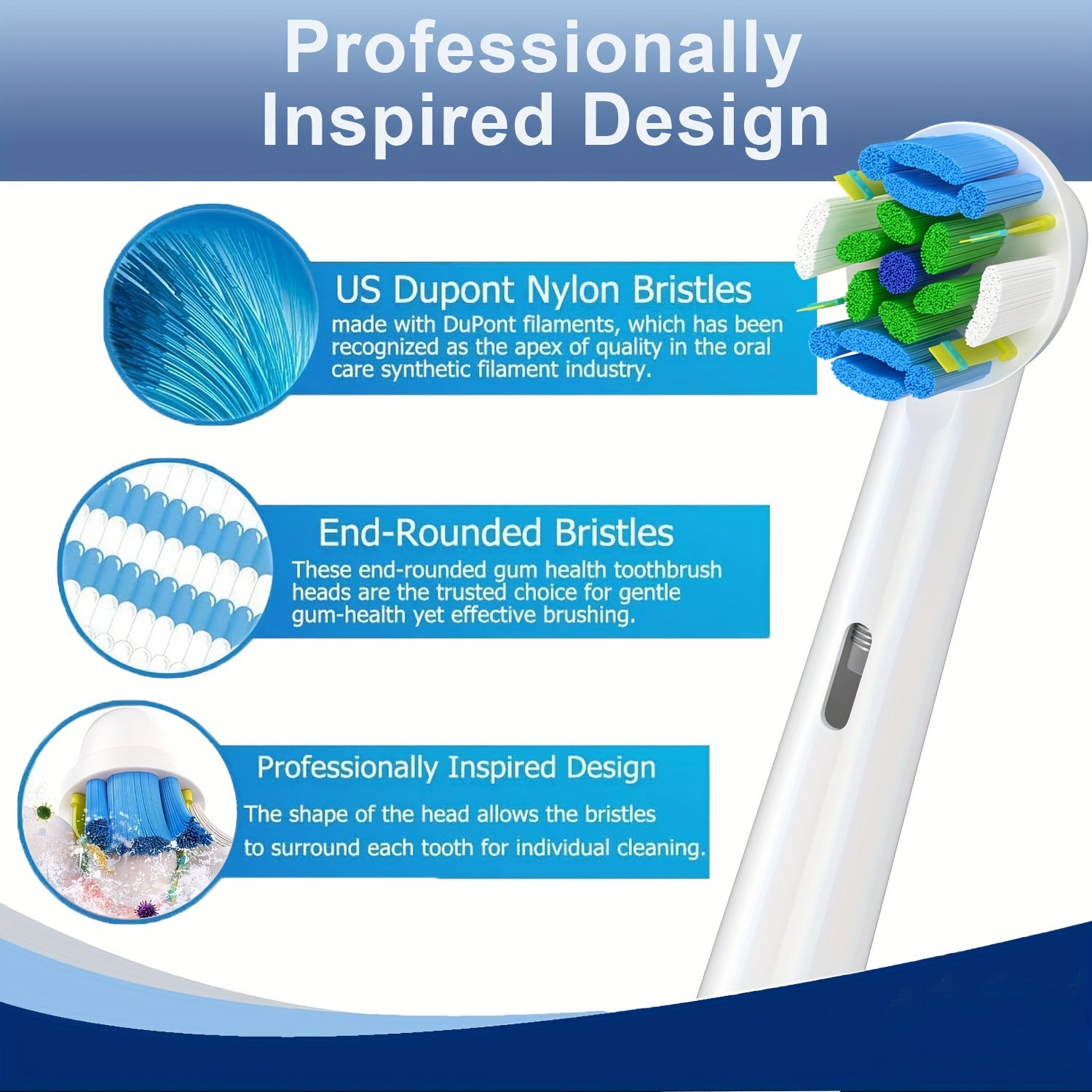 4 Pack Replacement Toothbrush Heads For Electric Toothbrushes Soft Bristles