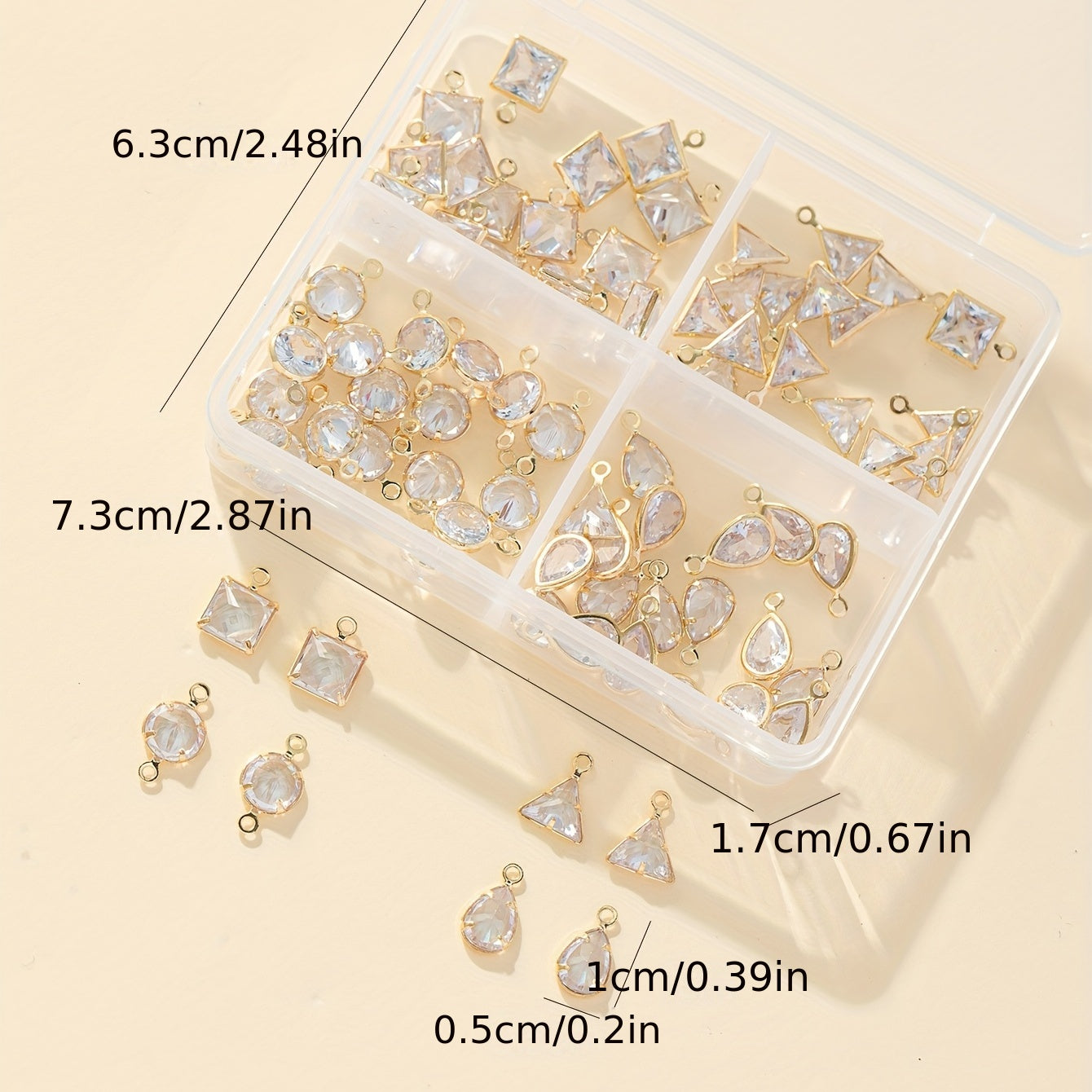 Zargarlik buyumlari uchun 80 dona elektroplatalangan metall pendants va kubik zirkon bilan