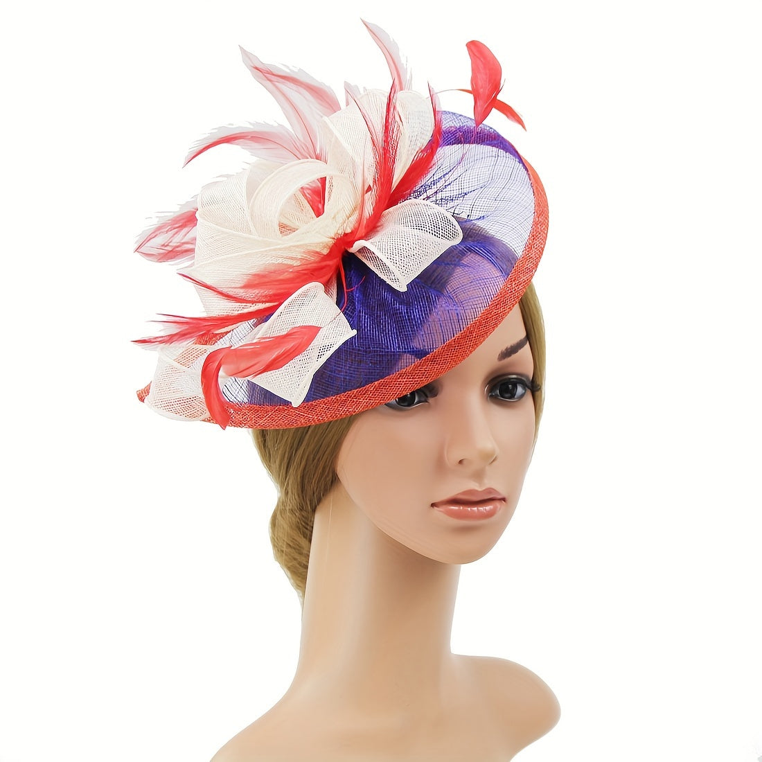 Vintage uslubdagi bosh kiyimlar, gul tarmog'i dizayni va sun'iy qush mo'ylovi bilan, to'ylar va partiyalar uchun