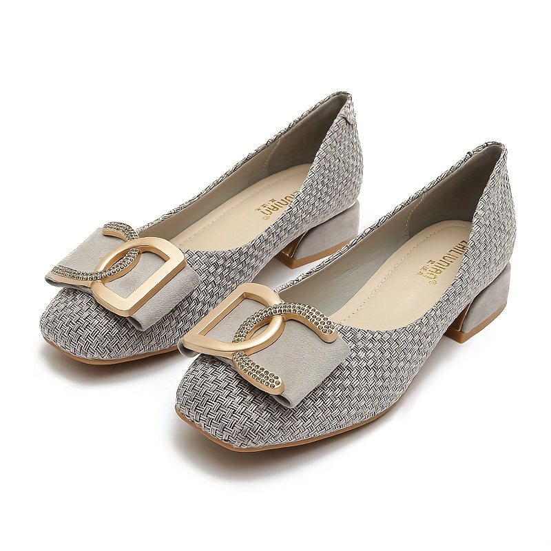 Women's Soft Sole Square Toe Low Heel Flat Shoes for Spring and Autumn