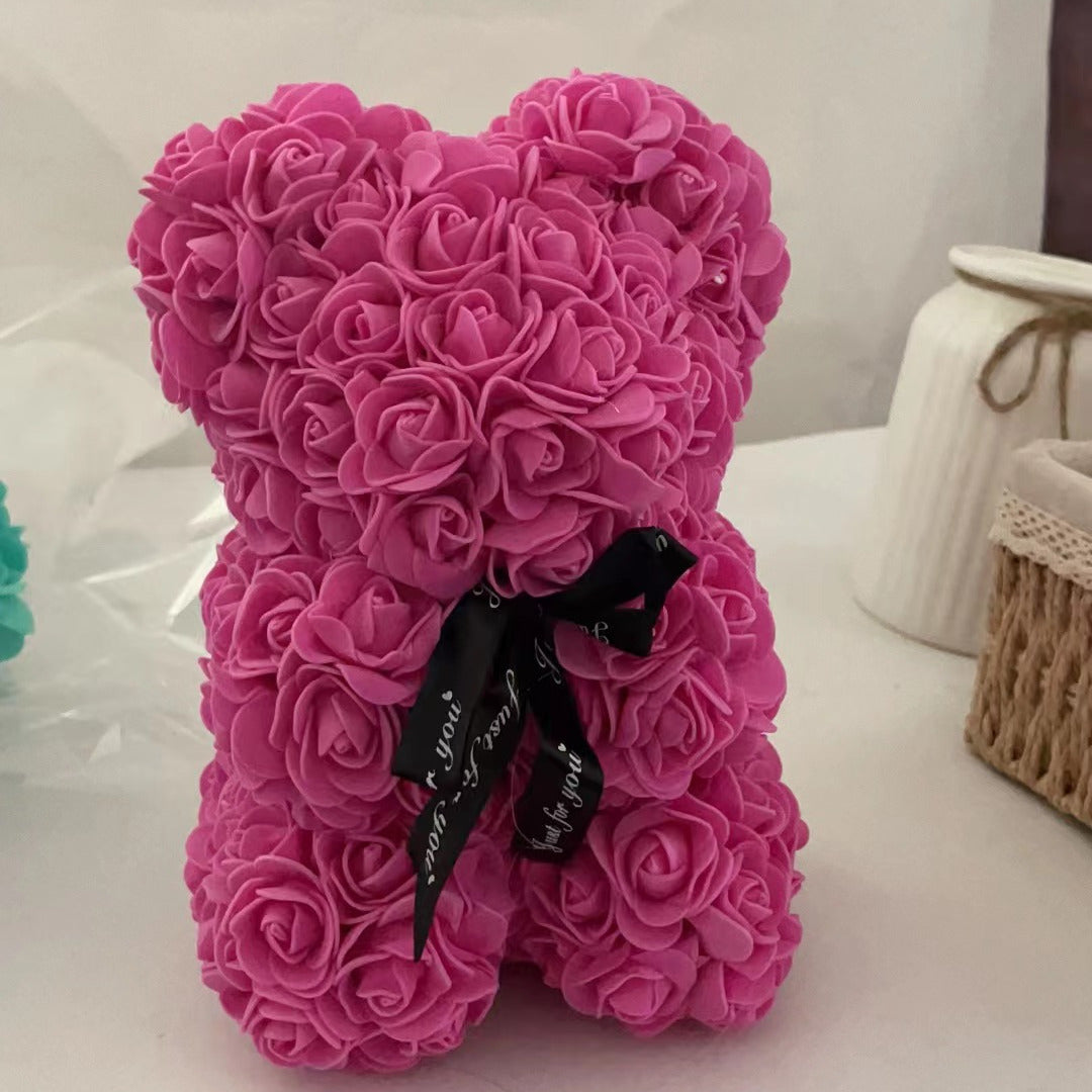 Foam Flower Rose Bear Gift for Valentine's Day Mother's Day Weddings Anniversary 17x23cm
