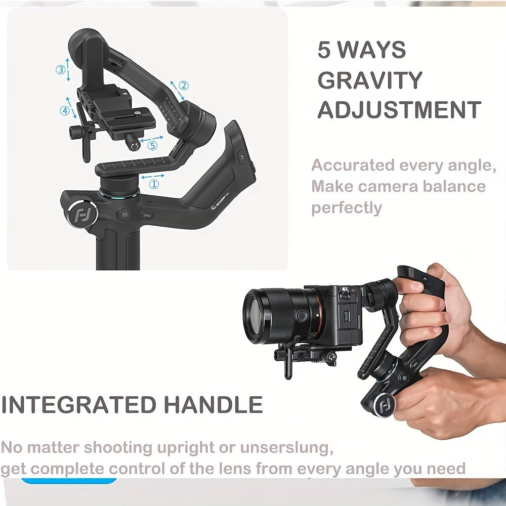 Mini 3-Axis Gimbal Stabilizer for Mirrorless Cameras Action Cameras Smartphones Up to 1.18KG
