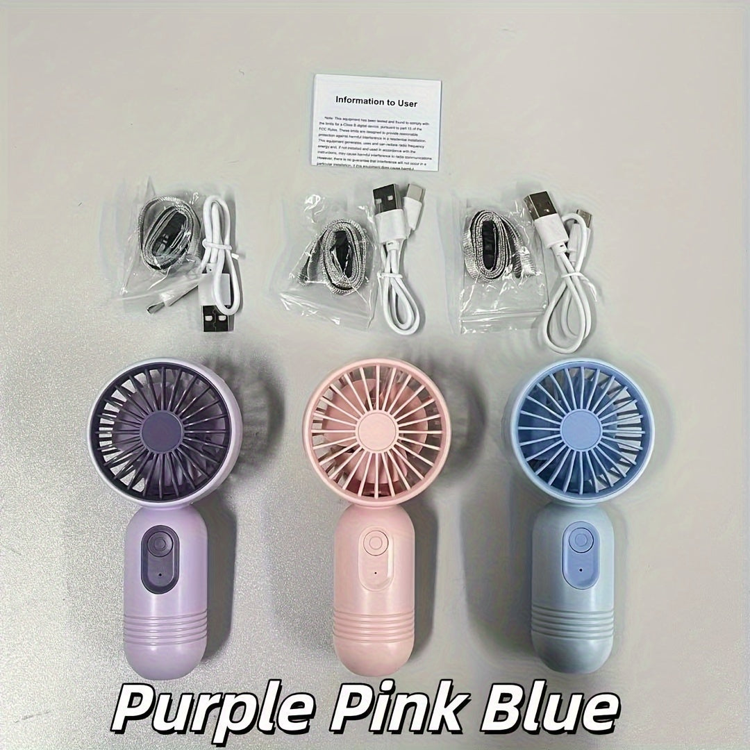 Mini Fan Set 3 Pack Portable Handheld Fans with Lanyards USB Rechargeable Adjustable Speeds