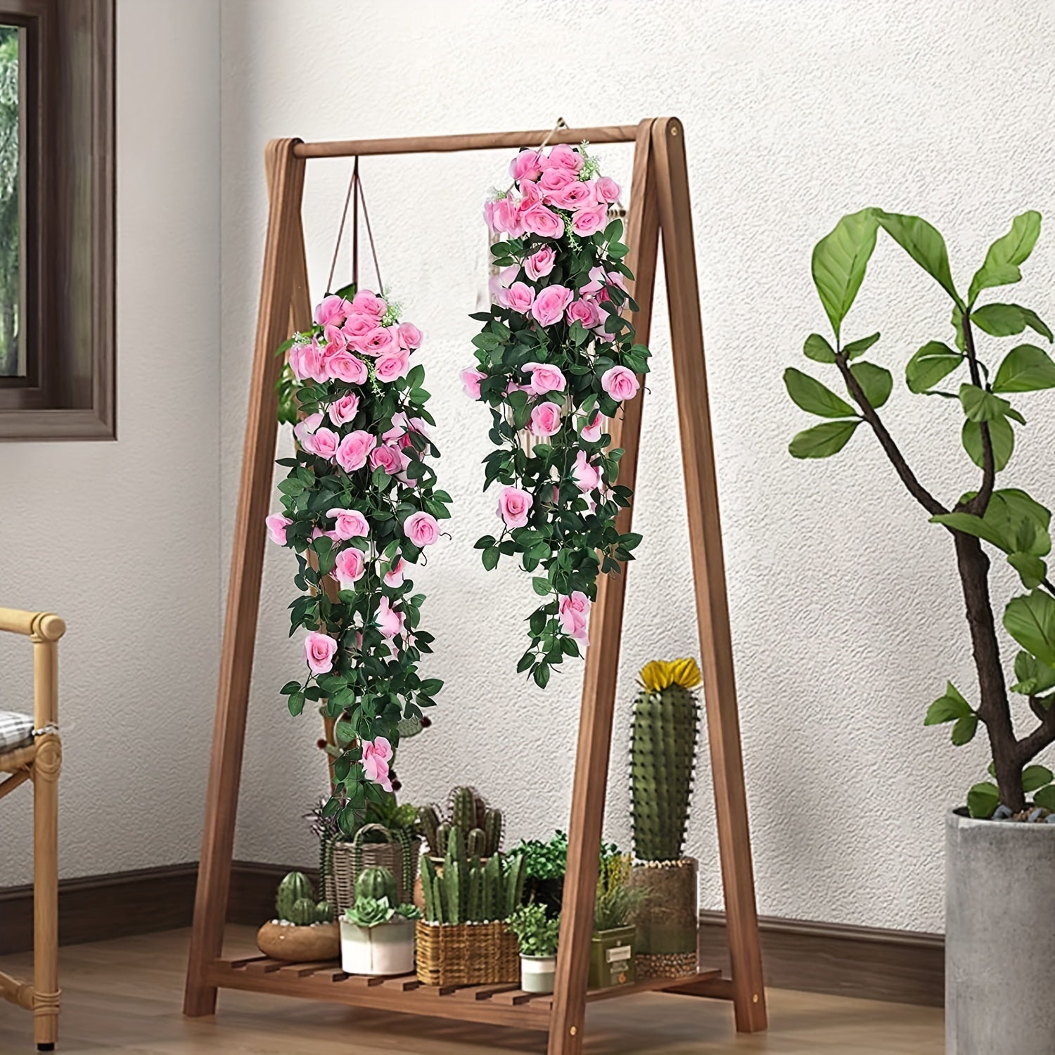 Artificial Rose Vine Garland 100.58cm for Indoor Outdoor Decor Valentine Mother's Day Graduation Independence Day