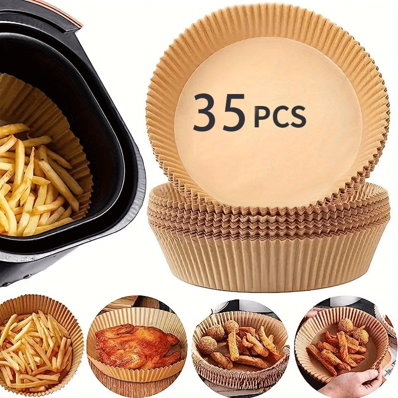 Havo fritüri uchun yopishmaydigan qog'oz qoplamalari, bir martalik, 1L sig'imli, 220W quvvatli, savat bilan, havo fritüri, pech, pishirish, bayram uchun mos. 20ta, 35ta va 45tadan mavjud.