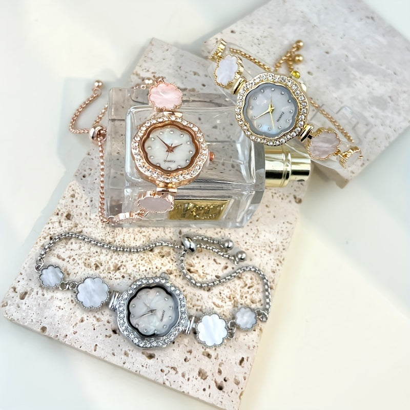 Reloj de pulsera con flor minimalista para mujer, joyería en tono plateado, regalo