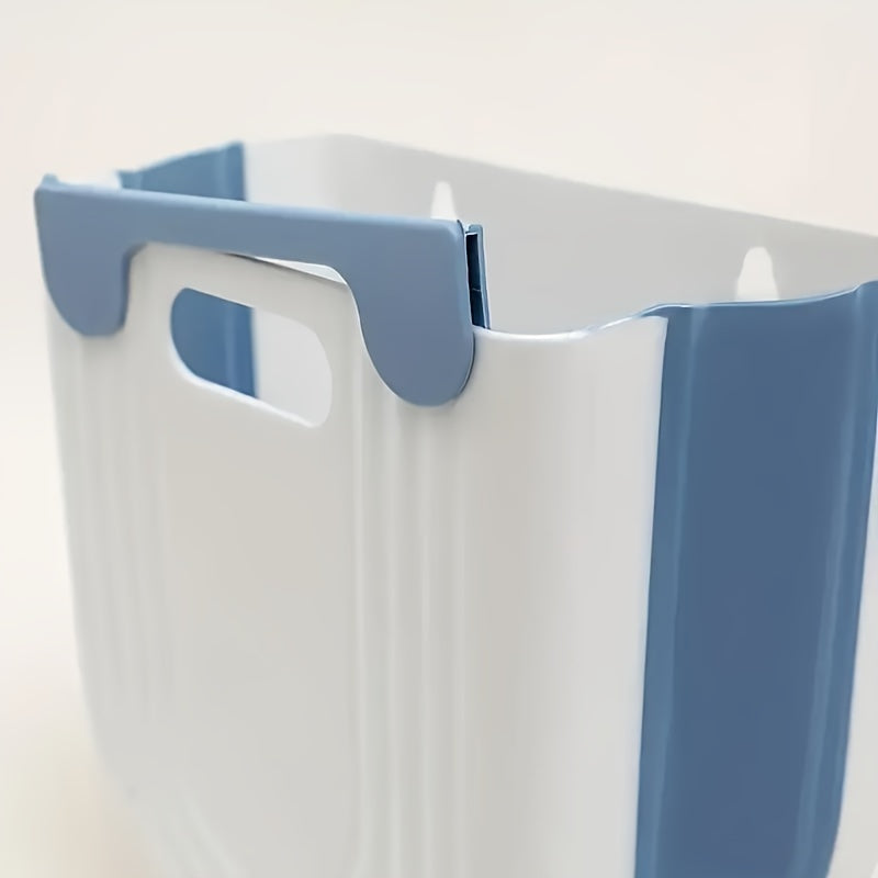 Foldable Plastic Trash Can with Cabinet Hook for Kitchen and Bathroom Storage