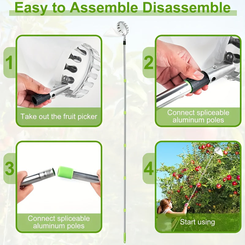 Stainless Steel Fruit Picking Tool for Apples Oranges Pears Safety Features Durable Garden Harvesting Device