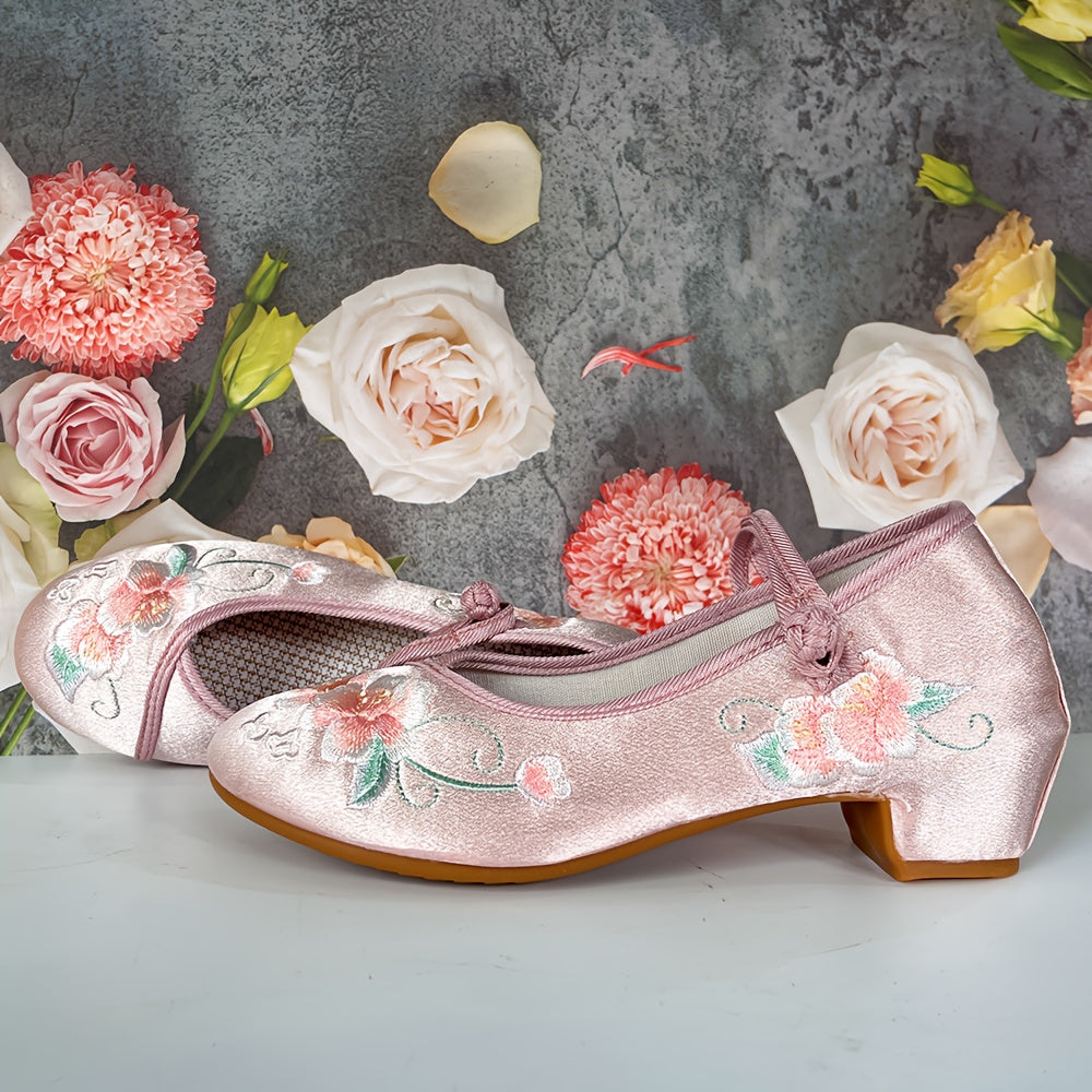 Women's Square Heel Shoes Ethnic Style Cheongsam Hanfu Light Fabric Rubber Sole