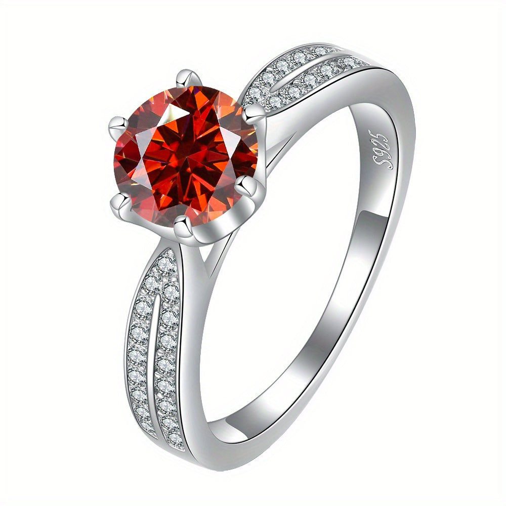 925 Sterling Silver dan tayyorlangan Moissanite bilan Qirolicha uzuk, Ayollar uchun to'y, niqoh yoki va'da uchun