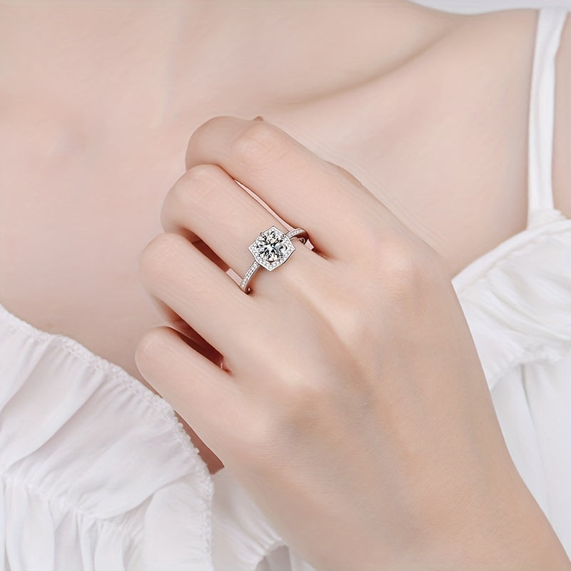 Sterling Silver Jewelry Set with Moissanite Earrings Necklace and Ring in Multiple Colors