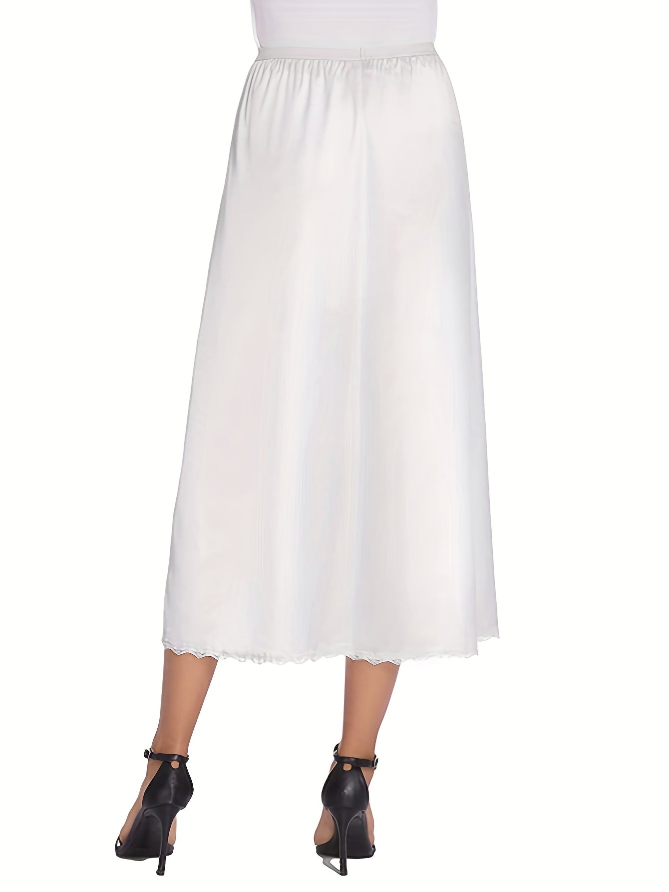 Women's Solid Lace Trim Mid-Rise Shapewear Skirt and Half Slip